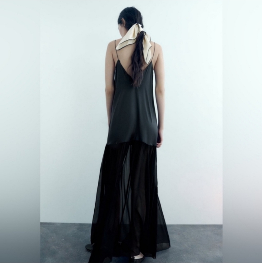 Zara Mulberry Silk Dress Black Size M - Picture 12 of 16